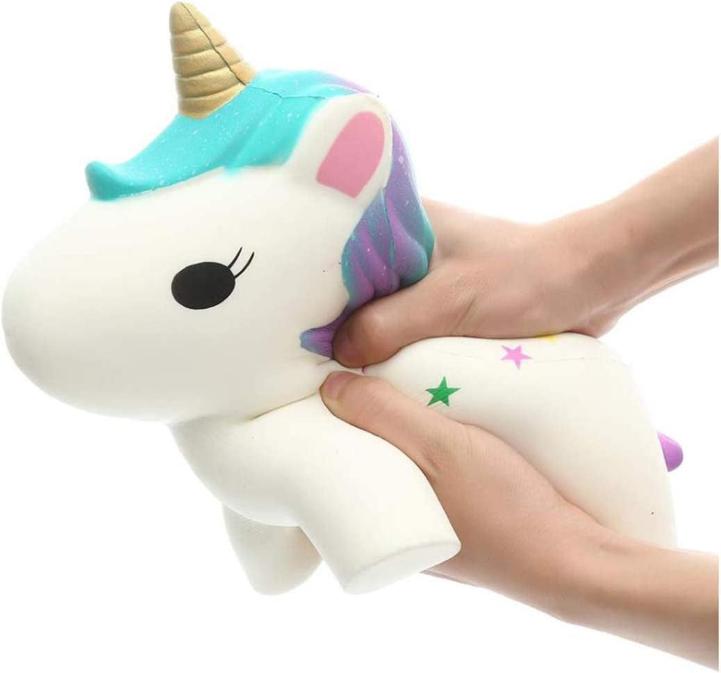 12Inch Large Slow Rising Squishy Toys, Giant Rainbow Unicorn Jumbo Slow Rising Scented Super Soft Squeeze Squishy Animal Toys Stress Relief Gift Collection (White Unicorn)